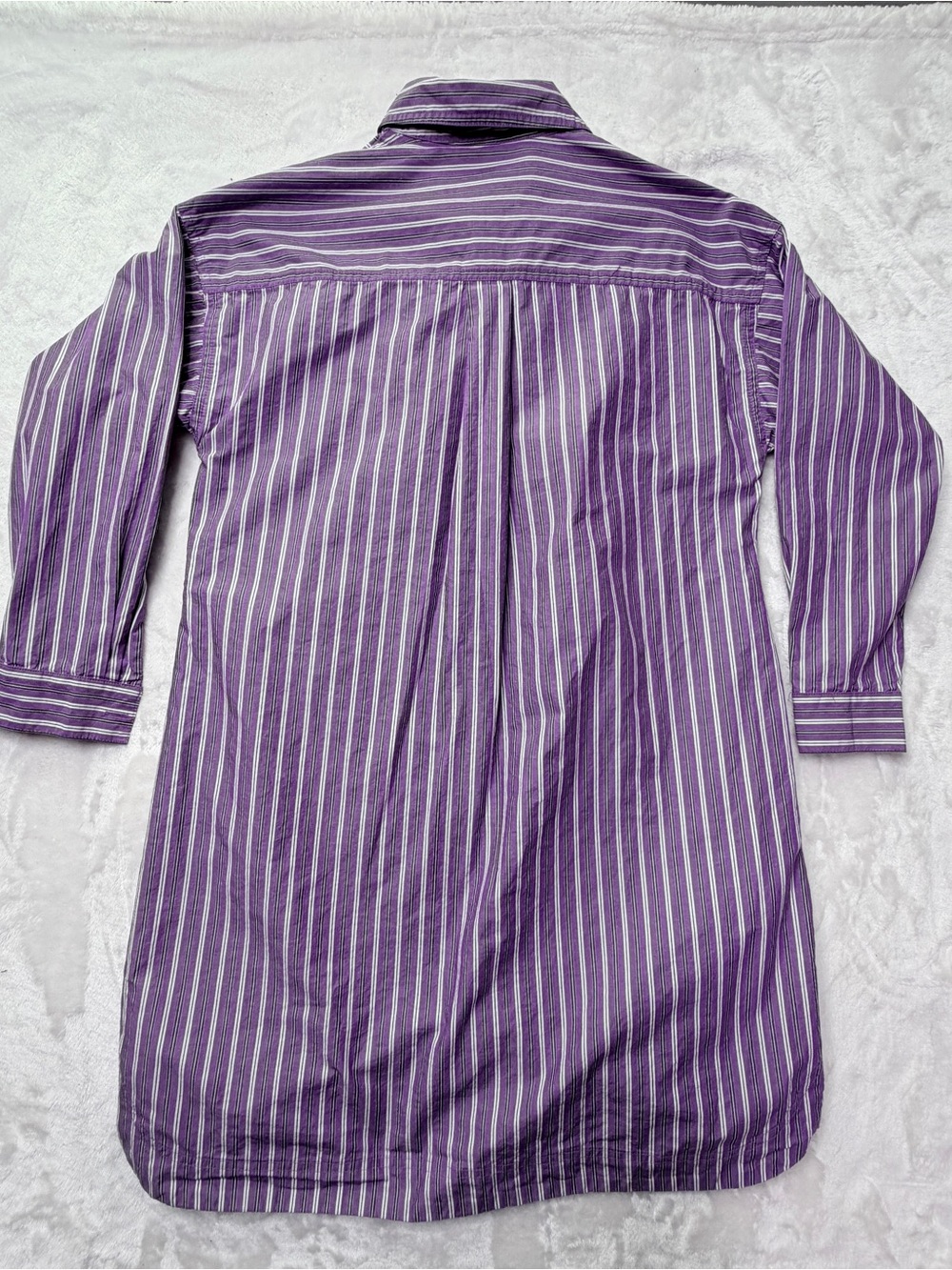 LOFT Purple and White Striped Midi Shirt Dress, classic preppy old money style - Picture 4 of 11